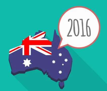 Long shadow map of Australia with a 2016 sign Stock Illustration