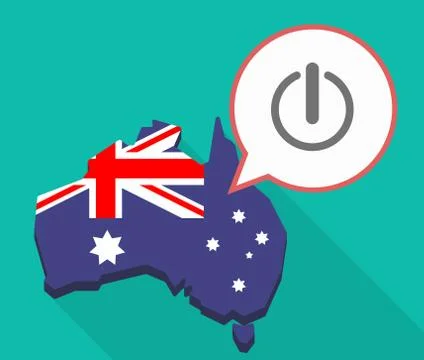 Long shadow map of Australia with an off button Illustrazione stock