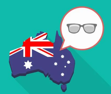 Long shadow map of Australia with a glasses Stock Illustration