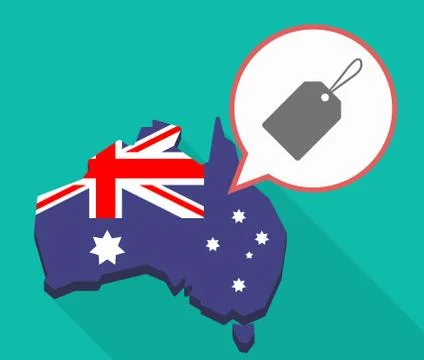 Long shadow map of Australia with a label イラスト素材
