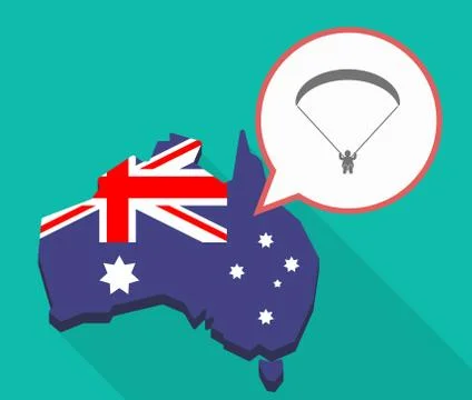 Long shadow map of Australia with a paraglider Stock Illustration