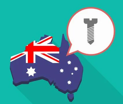 Long shadow map of Australia with a screw Ilustración de archivo