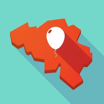 Long shadow map of Belgium with a balloon Stock Illustration