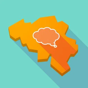 Long shadow map of Belgium with a comic cloud balloon Stock Illustration