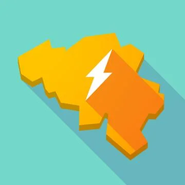 Long shadow map of Belgium with a lightning 스톡 일러스트