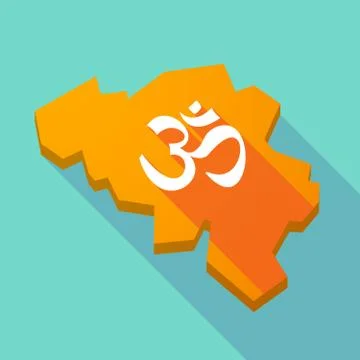 Long shadow map of Belgium with an om sign Stock Illustration