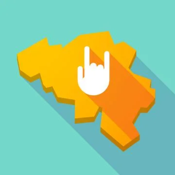 Long shadow map of Belgium with a rocking hand イラスト素材