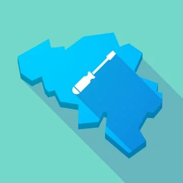 Long shadow map of Belgium with a screwdriver Illustrazione stock