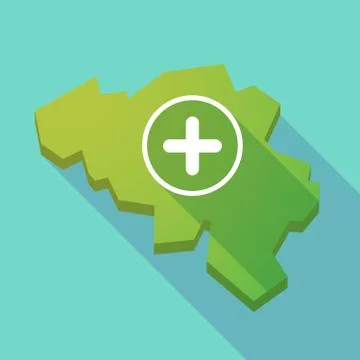 Long shadow map of Belgium with a sum sign Stock Illustration