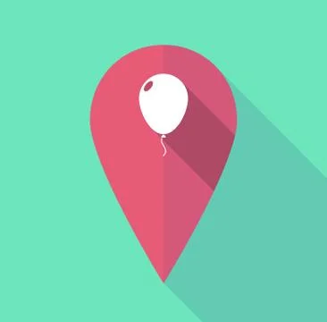Long shadow map mark with a balloon Stock Illustration