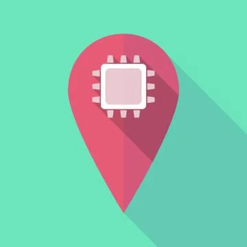 Long shadow map mark with a cpu Illustrazione stock