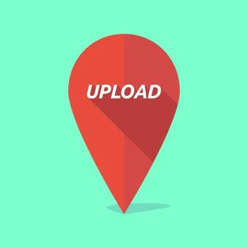 Long shadow map mark icon with    the text UPLOAD Stock Illustration