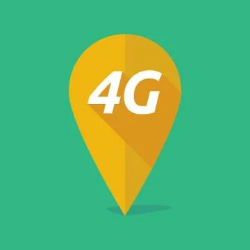 Long shadow map mark icon with    the text 4G Ilustración de archivo