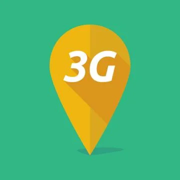 Long shadow map mark icon with    the text 3G Stock Illustration