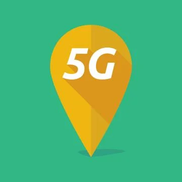 Long shadow map mark icon with    the text 5G Stockillustratie