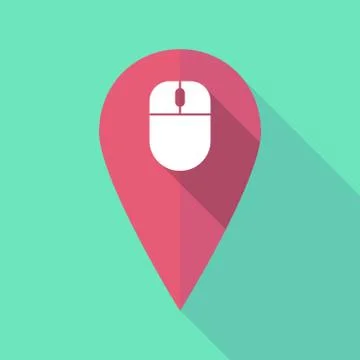 Long shadow map mark with a wireless mouse Stock Illustration