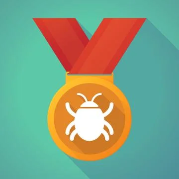 Long shadow medal with a bug Stock Illustration