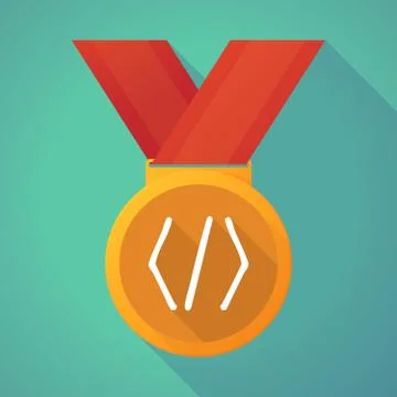 Long shadow medal with a code sign Stock-Illustration