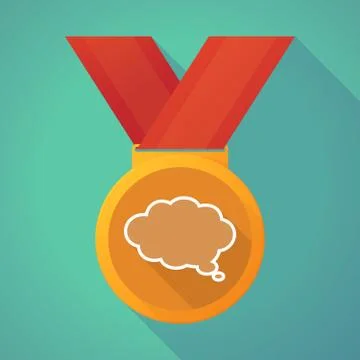 Long shadow medal with a comic cloud balloon Illustrazione stock
