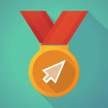 Long shadow medal with a cursor Stock Illustration