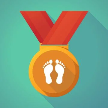 Long shadow medal with two footprints Stock Illustration