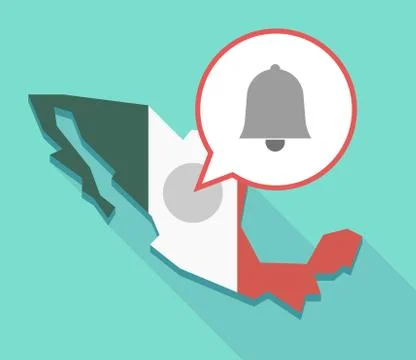 Long shadow Mexico map with a bell Stock Illustration