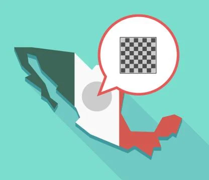 Long shadow Mexico map with  a chess board Illustrazione stock