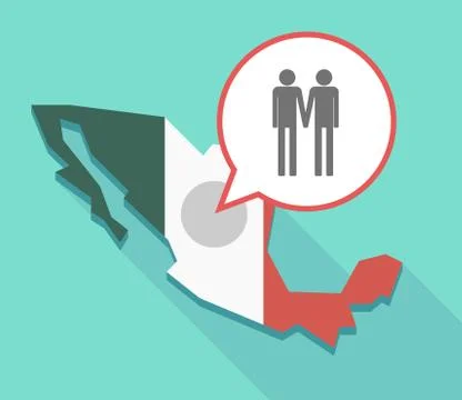 Long shadow Mexico map with a gay couple pictogram Ilustração Stock