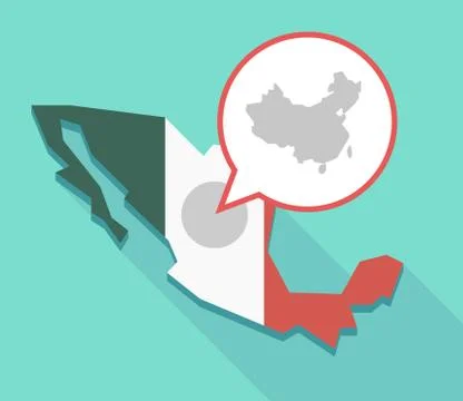 Long shadow Mexico map with  a map of China Stock Illustration