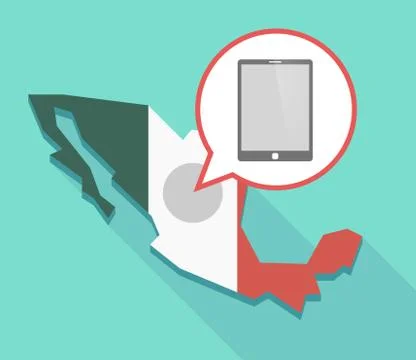 Long shadow Mexico map with a tablet computer Ilustración de archivo