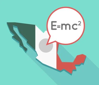 Long shadow Mexico map with the Theory of Relativity formula Stock Illustration