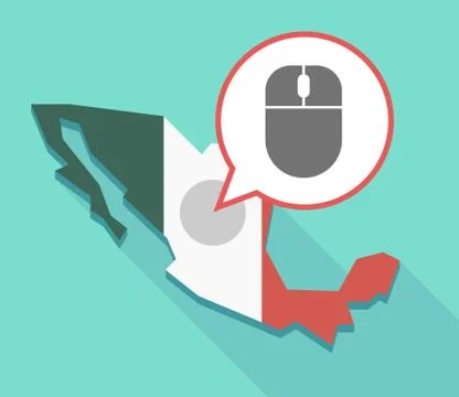 Long shadow Mexico map with a wireless mouse Stock Illustration