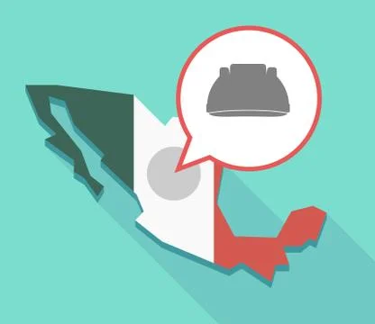 Long shadow Mexico map with a work helmet Stock Illustration