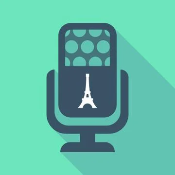 Long shadow microphone  with   the Eiffel tower Stock Illustration