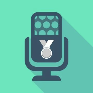 Long shadow microphone  with  a medal Stock Illustration