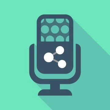 Long shadow microphone  with  a network sign Stock Illustration