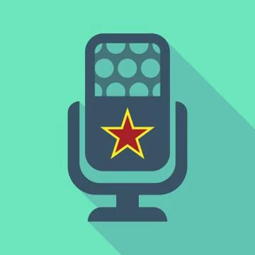 Long shadow microphone  with  the red star of communism icon Stock Illustration