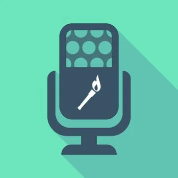 Long shadow microphone  with  a torch icon Stock Illustration