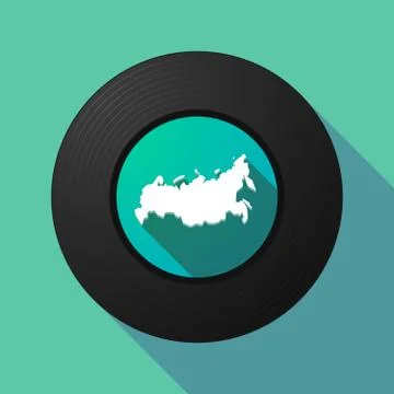 Long shadow music disc with  a map of Russia Stock Illustration