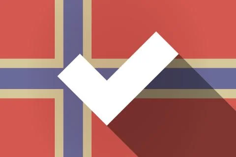 Long shadow Norway flag with a check mark Stock Illustration