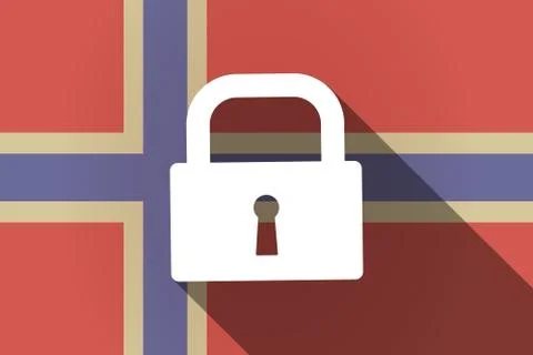Long shadow Norway flag with a closed lock pad Stock Illustration