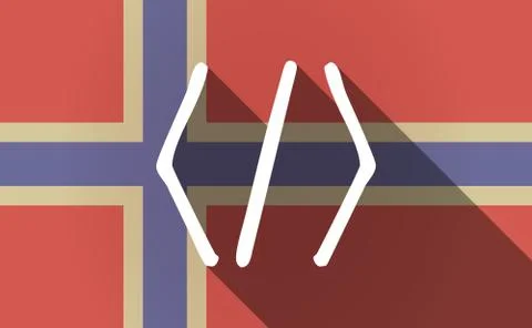 Long shadow Norway flag with a code sign Illustration