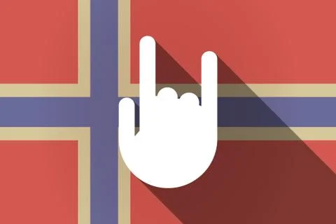 Long shadow Norway flag with a rocking hand 스톡 일러스트