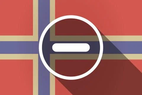 Long shadow Norway flag with a subtraction sign Stock Illustration