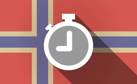 Long shadow Norway flag with a timer Stock Illustration
