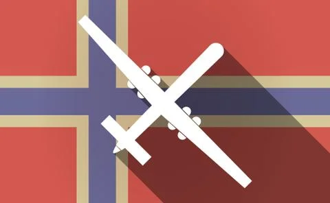 Long shadow Norway flag with a war drone Illustrazione stock