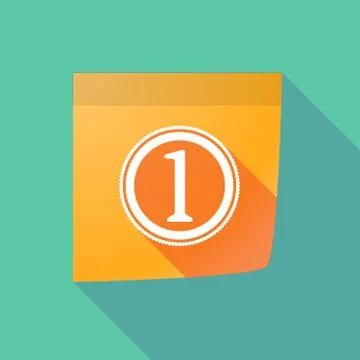 Long shadow note with  a coin icon Ilustração Stock