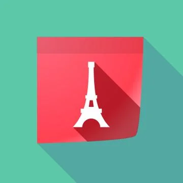 Long shadow note with   the Eiffel tower 스톡 일러스트