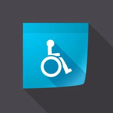 Long shadow note with  a human figure in a wheelchair icon イラスト素材