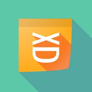 Long shadow note with   a laughing text face Stock Illustration